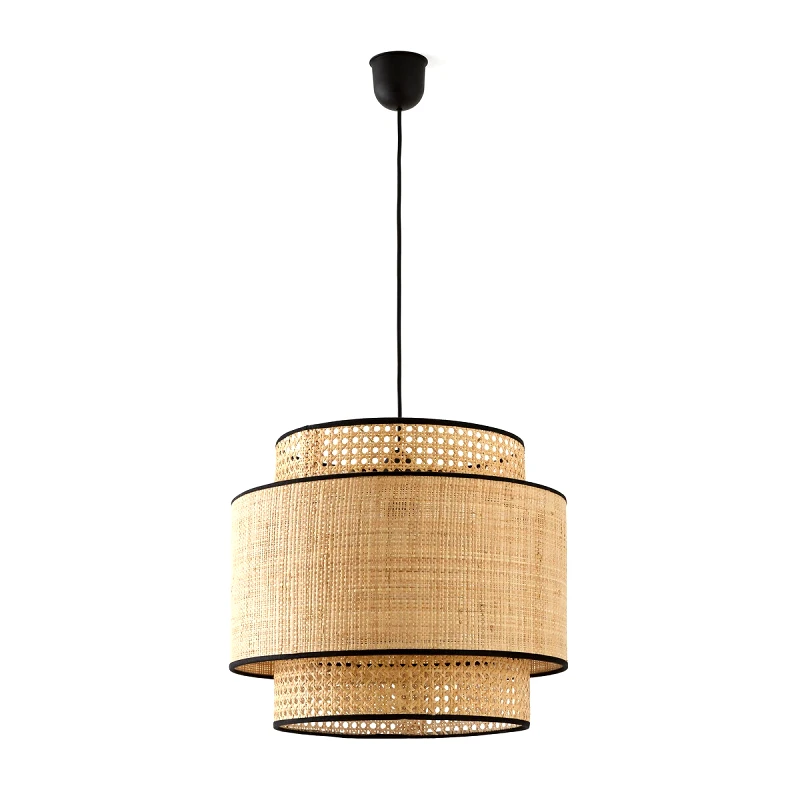 La Redoute Interieurs Φωτιστικό οροφής Αμπαζούρ από φυσική ράφια και ρατάν Μ400xΠ40xΥ35cm