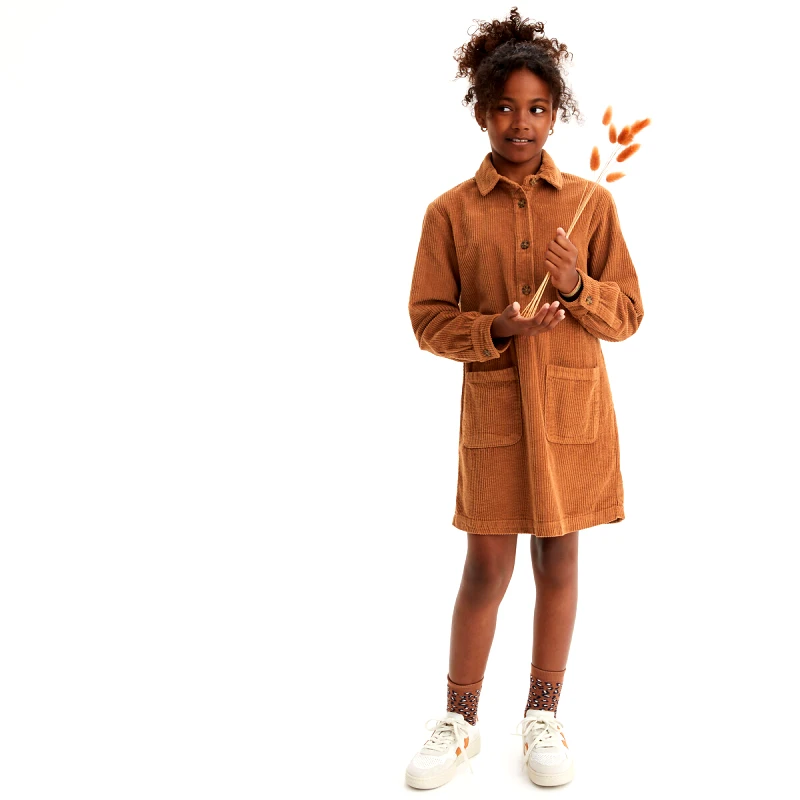 La Redoute Collections Ίσιο μακρυμάνικο φόρεμα από βελούδο κοτλέ