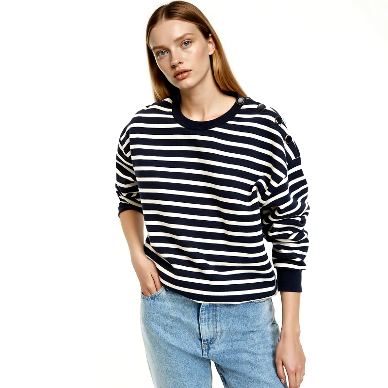 La Redoute Collections Φούτερ με ρίγες και στρογγυλή λαιμόκοψη