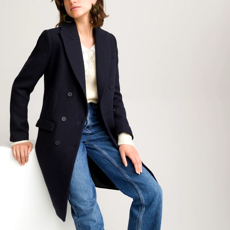 La Redoute Collections Μάλλινο ημίπαλτο με μελανζέ όψη