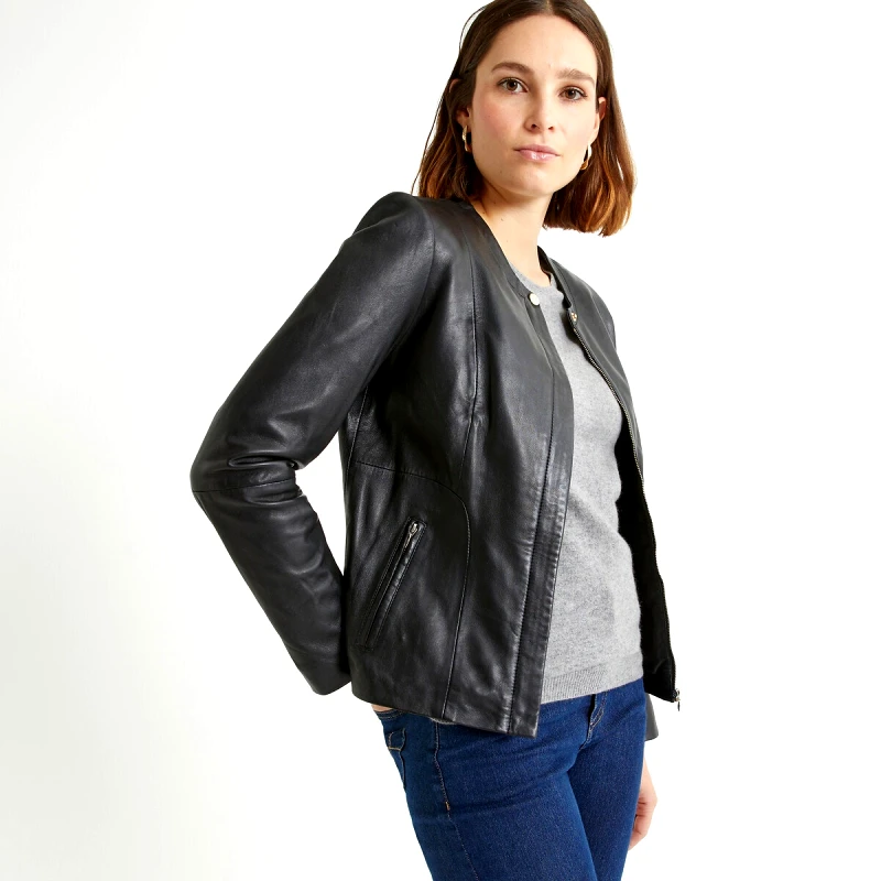 ANNE WEYBURN Κοντό δερμάτινο μπουφάν