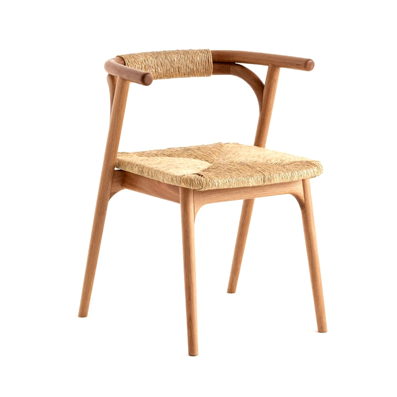 AM.PM Καρέκλα τραπεζαρίας από ξύλο δρυ/ψάθα Π54xΥ71cm