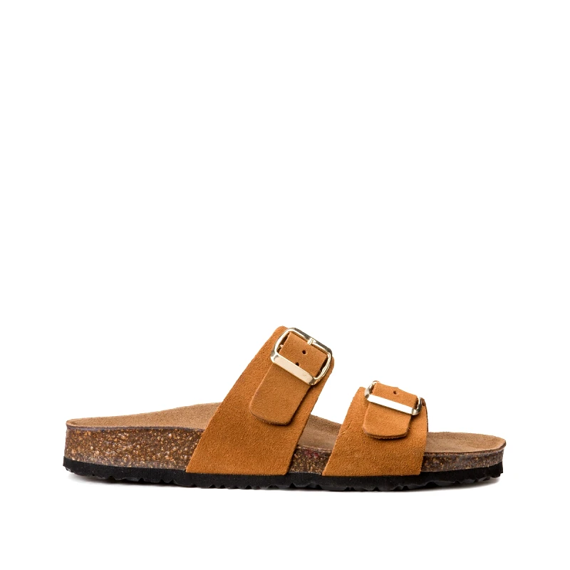 La Redoute Collections Δερμάτινα σουέτ πέδιλα με διπλή αγκράφα