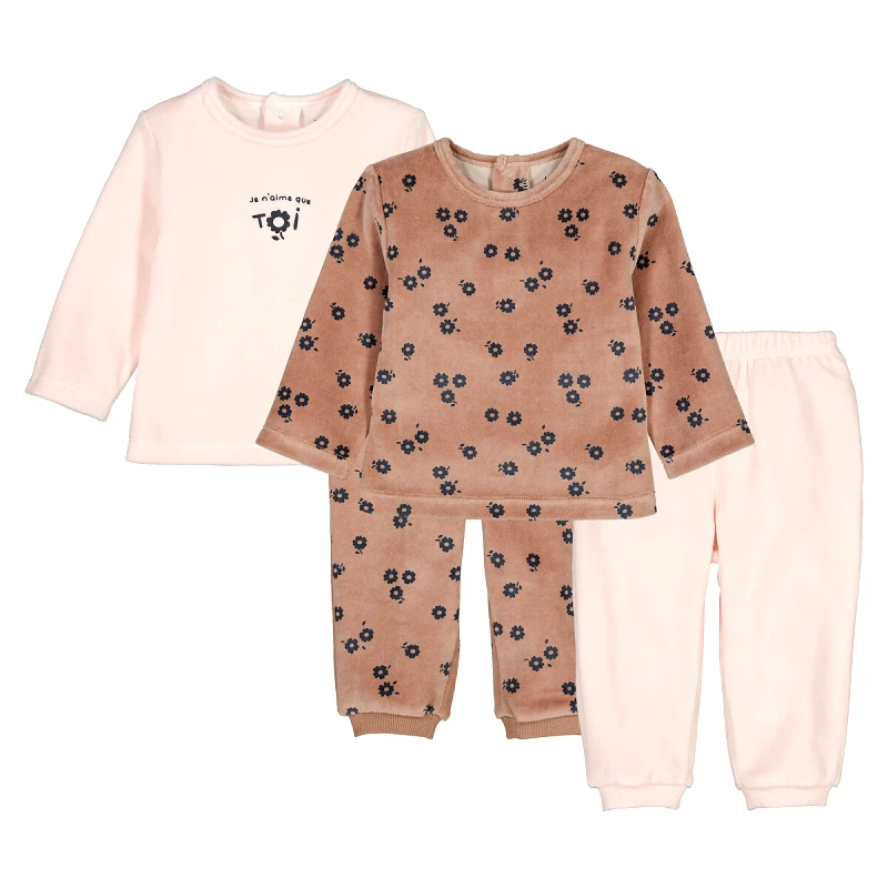 La Redoute Collections Σετ 2 βελουτέ πιτζάμες με φλοράλ μοτίβο