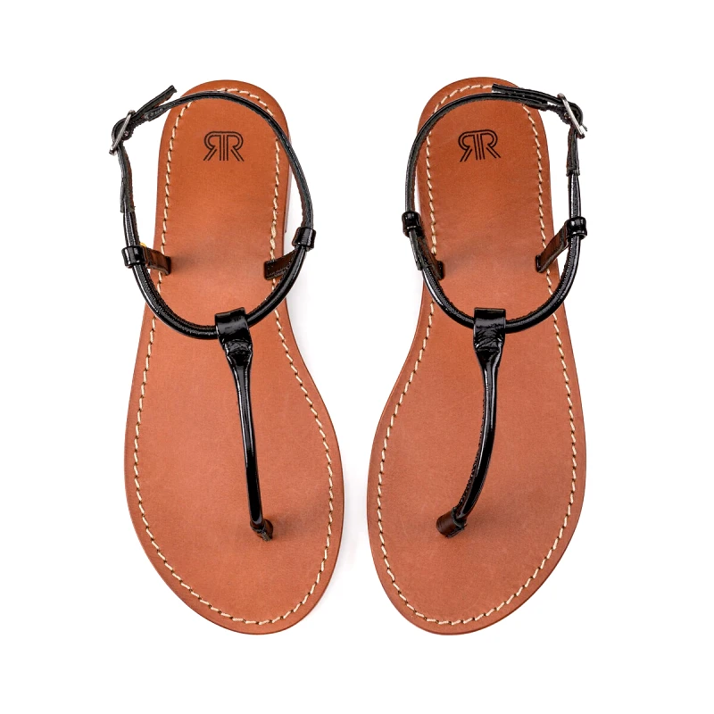 La Redoute Collections Δερμάτινα πέδιλα με δίχαλο