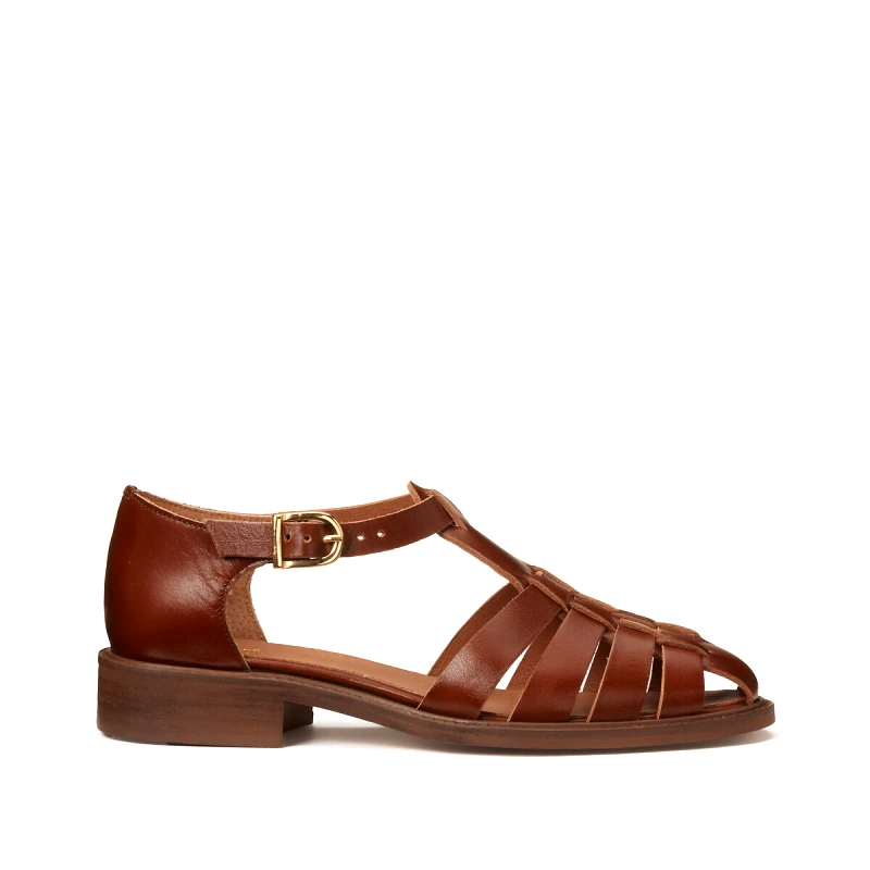 La Redoute Collections Δερμάτινα φλατ πέδιλα με κλειστή μύτη