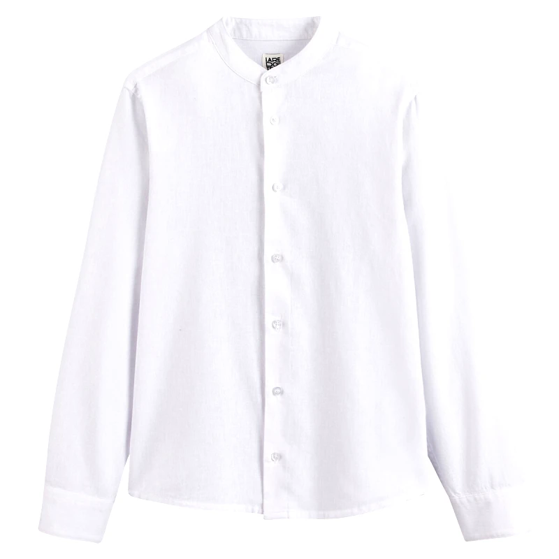 La Redoute Collections Μακρυμάνικο πουκάμισο με μάο γιακά από βαμβάκι λινό