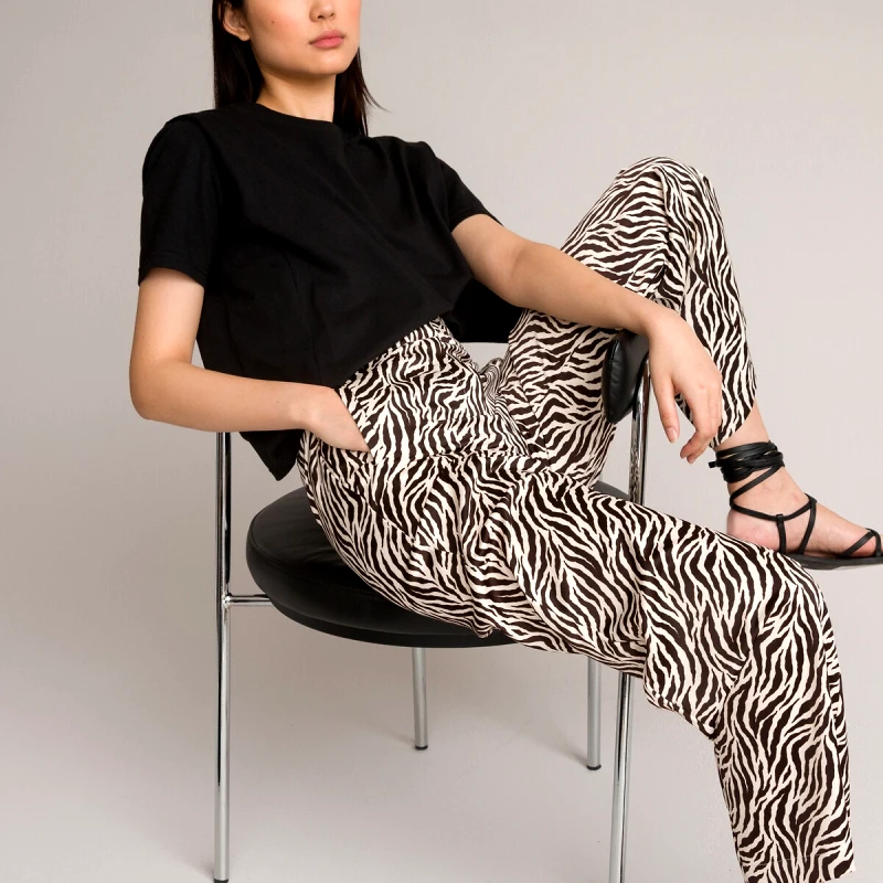 La Redoute Collections Φαρδύ παντελόνι με animal print