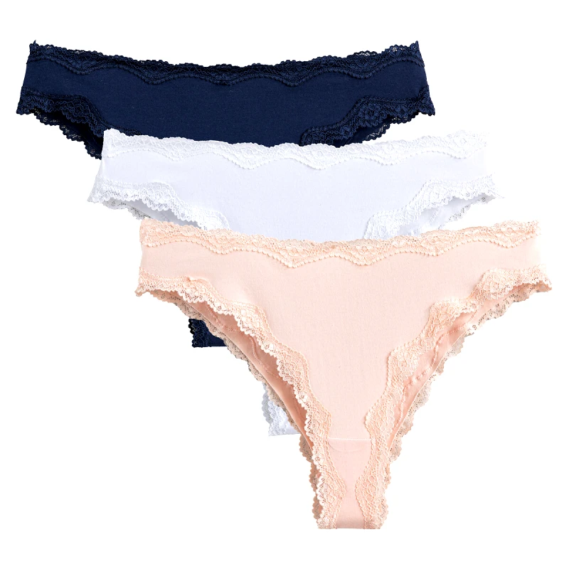 La Redoute Collections Σετ 3 τάνγκα από βαμβακερό ύφασμα και δαντέλα