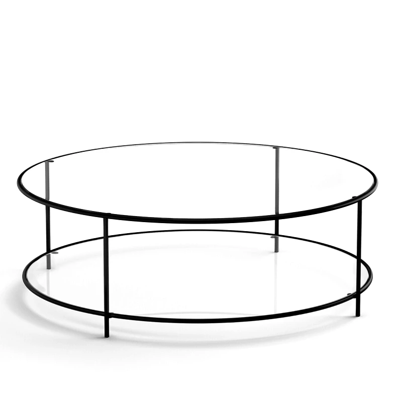 AM.PM Χαμηλό στρογγυλό τραπεζάκι από σκληρυμένο γυαλί Μ100xΠ100xΥ33cm