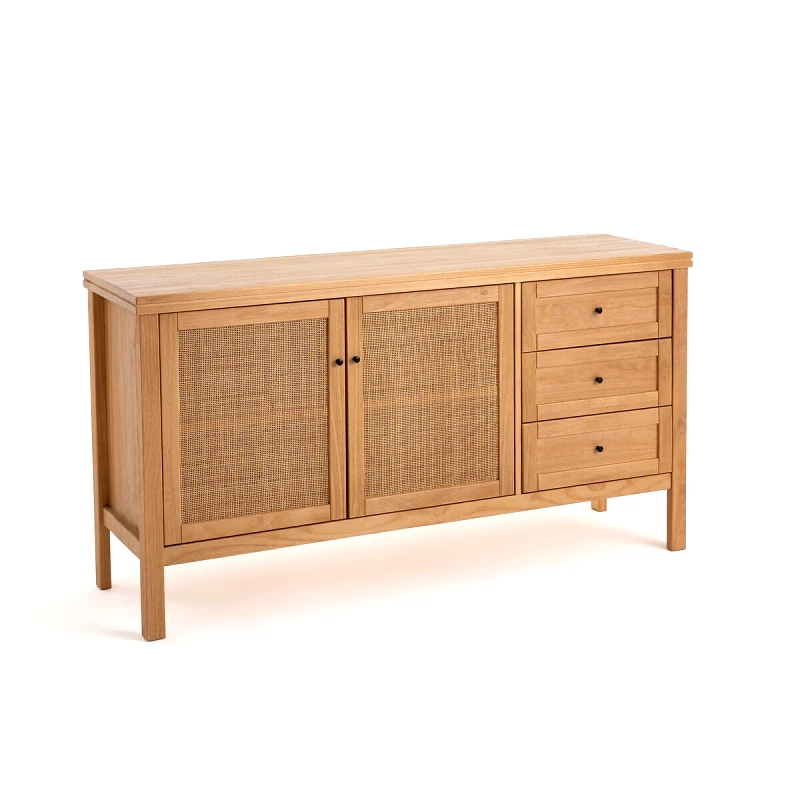 La Redoute Interieurs Μπουφές από μασίφ ξύλο πεύκου και ψάθα Μ45xΠ152xΥ80cm