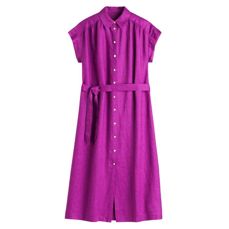 La Redoute Collections Κοντομάνικο λινό φόρεμα