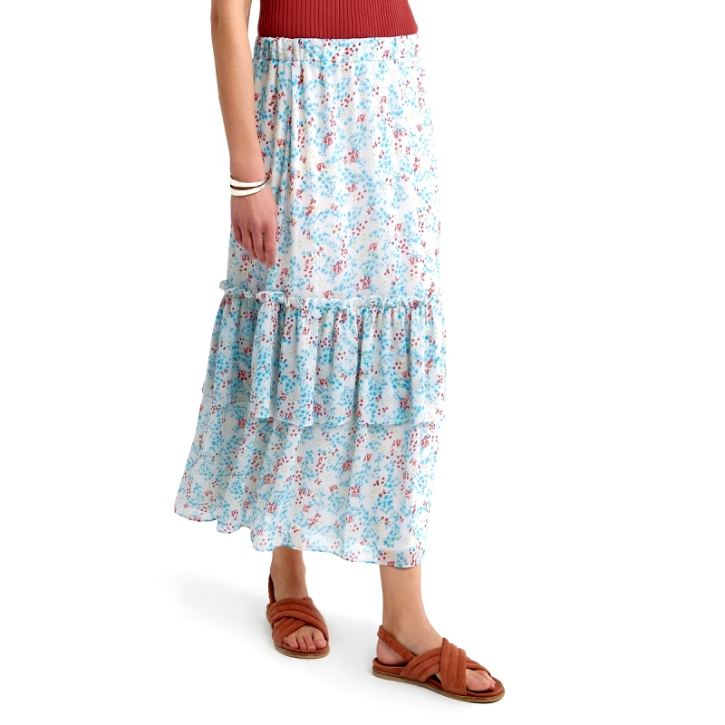 La Redoute Collections Μακριά φούστα με εμπριμέ μοτίβο και βολάν