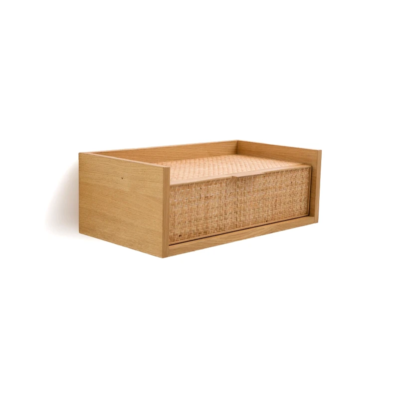 La Redoute Interieurs Επιτοίχιο κομοδίνο με 1 συρτάρι από πλεγμένο ρατάν Μ30xΠ55cm