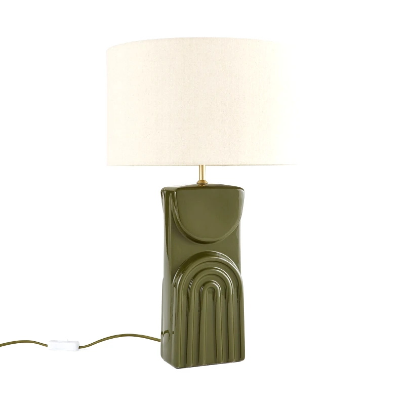 La Redoute Interieurs Επιτραπέζιο φωτιστικό από λινό και κεραμικό Μ35xΠ35xΥ55cm