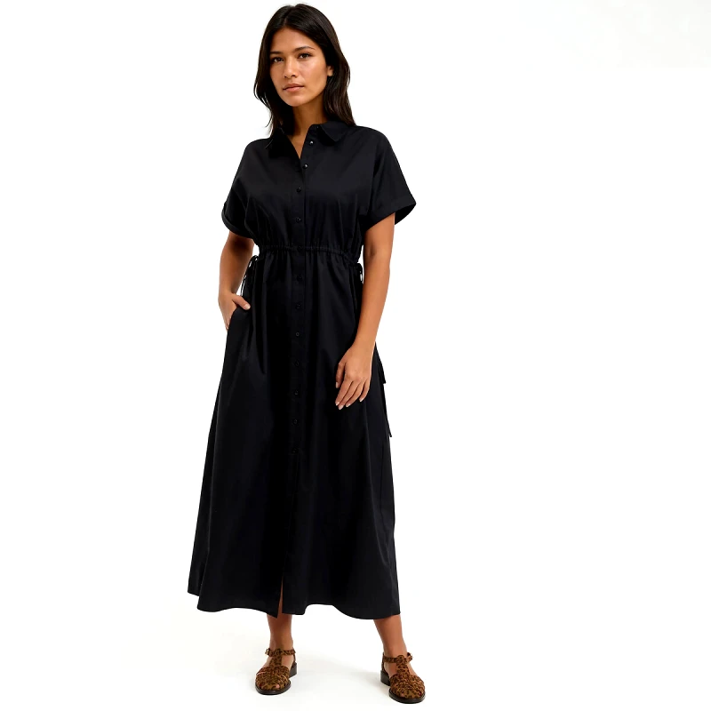 La Redoute Collections Μακρύ φόρεμα με σούρες και μακριά μανίκια