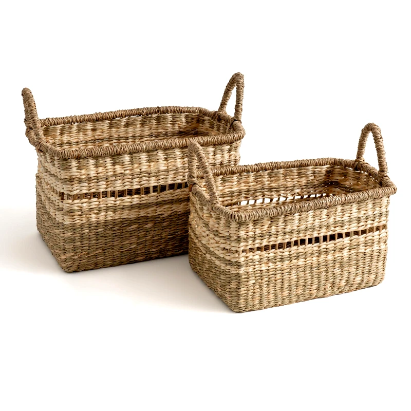 La Redoute Interieurs Σετ 2 ψάθινα καλάθια με χερούλια