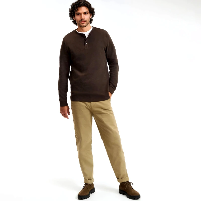 La Redoute Collections Μακρυμάνικη μπλούζα με κουμπιά στη λαιμόκοψη