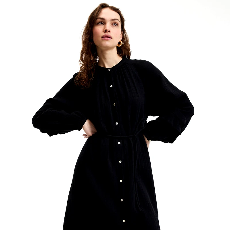 La Redoute Collections Μακρύ εβαζέ φόρεμα με μακριά μανίκια