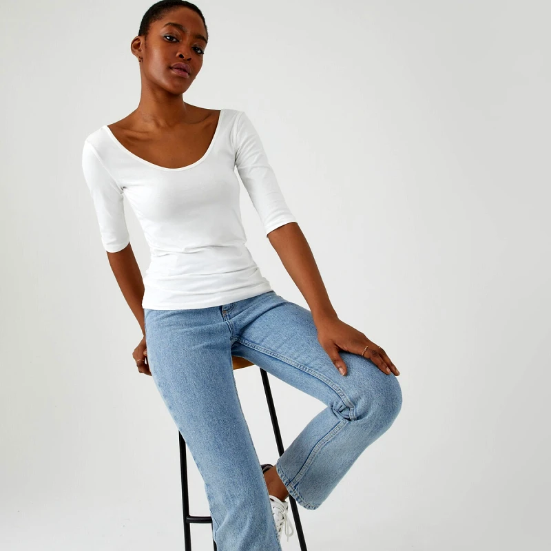 La Redoute Collections Μπλούζα με λαιμόκοψη χαμόγελο