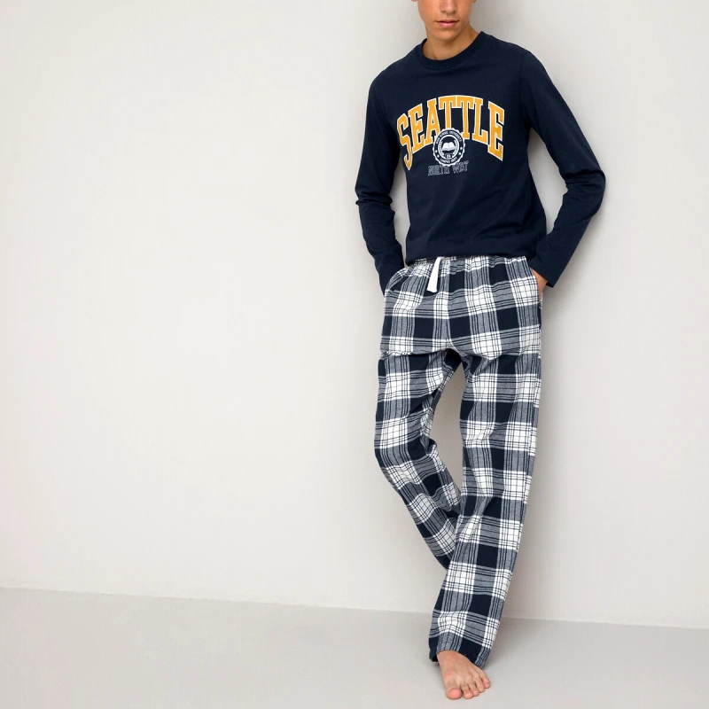 La Redoute Collections Πιτζάμα με μοτίβο Seattle και καρό παντελόνι