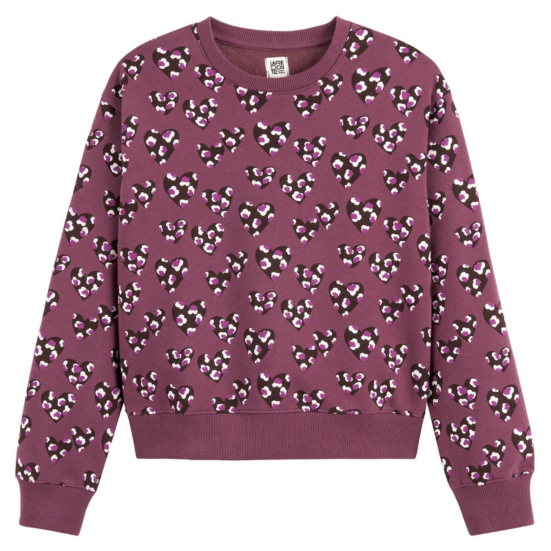 La Redoute Collections Φούτερ από φανέλα με στρογγυλή λαιμόκοψη και μοτίβο καρδιές