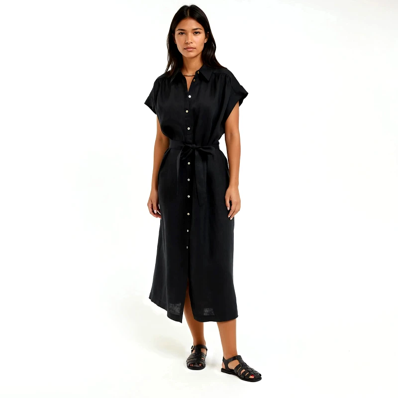 La Redoute Collections Κοντομάνικο λινό φόρεμα