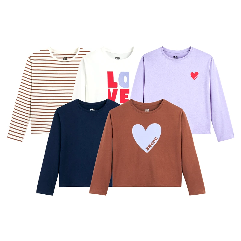 La Redoute Collections Σετ 5 μακρυμάνικα T-shirt