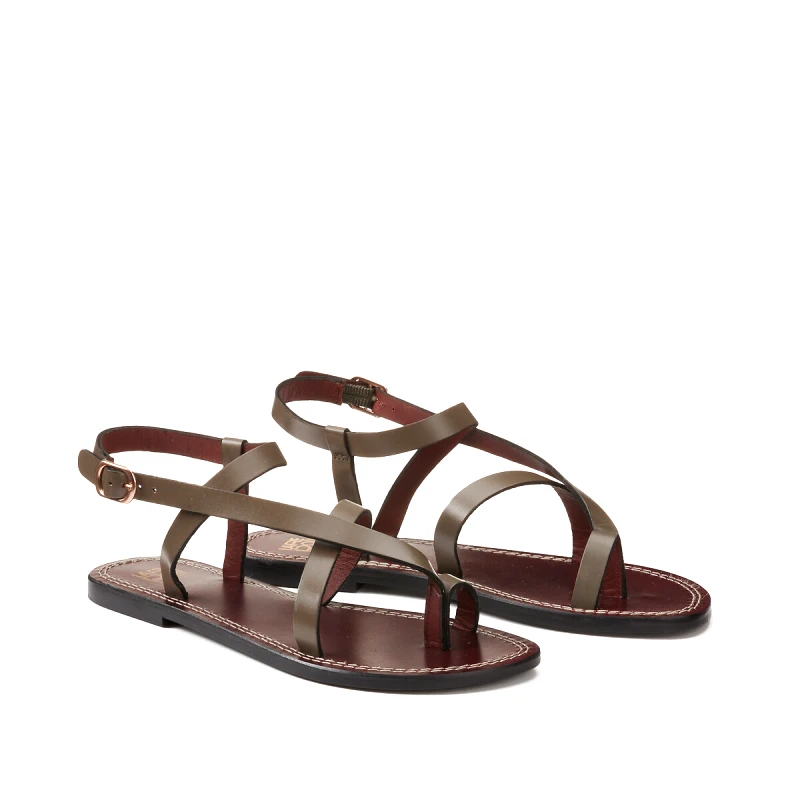 La Redoute Collections Φλατ δερμάτινα σανδάλια με δίχαλο