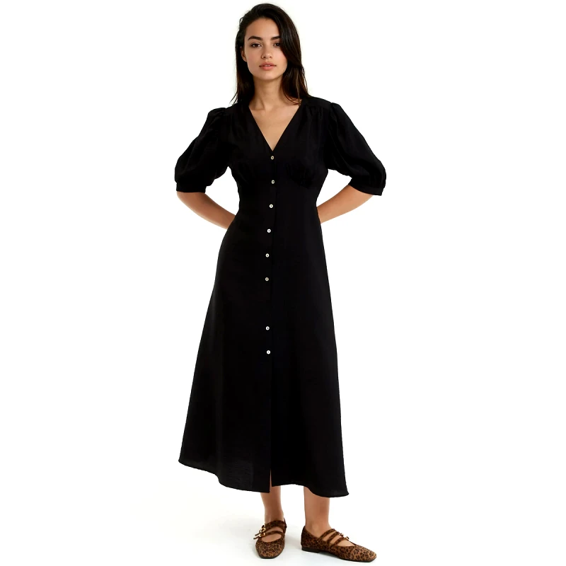 La Redoute Collections Κοντομάνικο μακρύ φόρεμα σε ίσια γραμμή