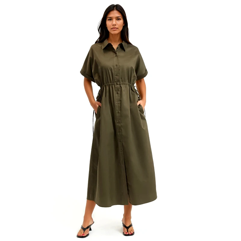 La Redoute Collections Μακρύ φόρεμα με σούρες και μακριά μανίκια