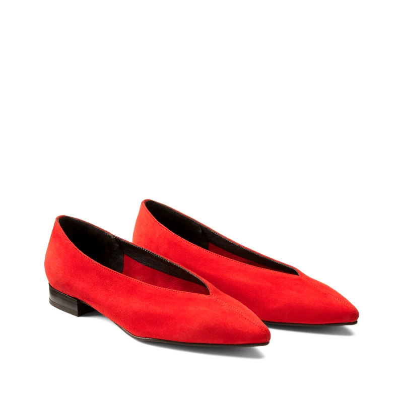 La Redoute Collections Δερμάτινες φλατ μπαλαρίνες με μυτερή μύτη