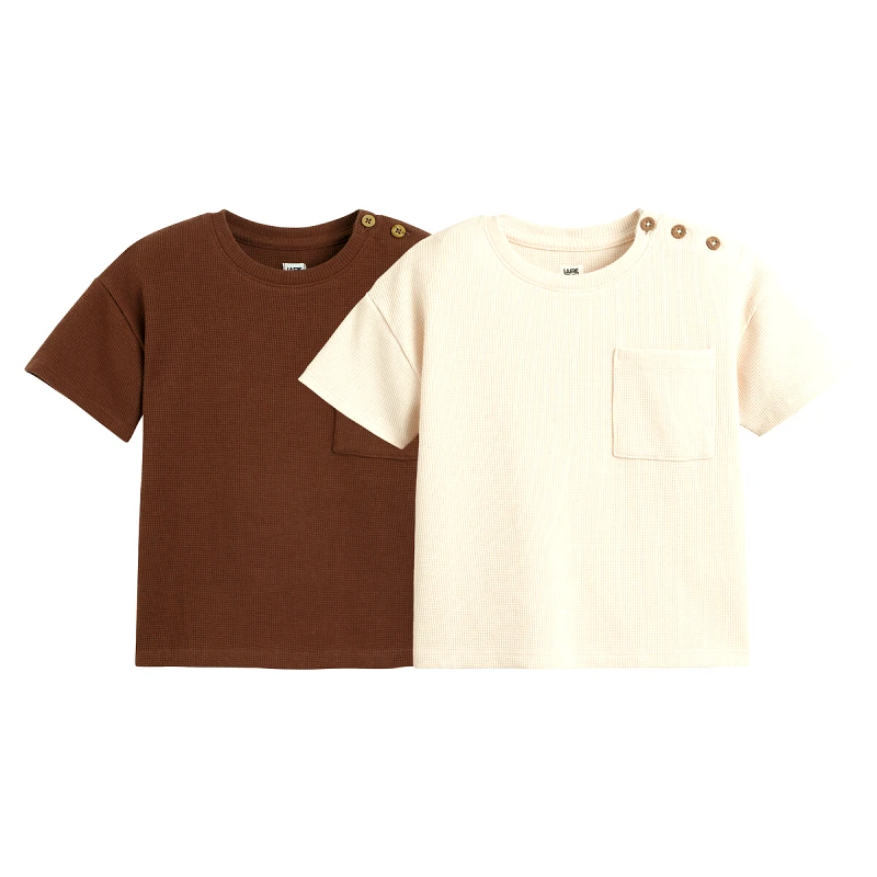 La Redoute Collections Σετ 2 κοντομάνικες μπλούζες με κυψελωτή ύφανση