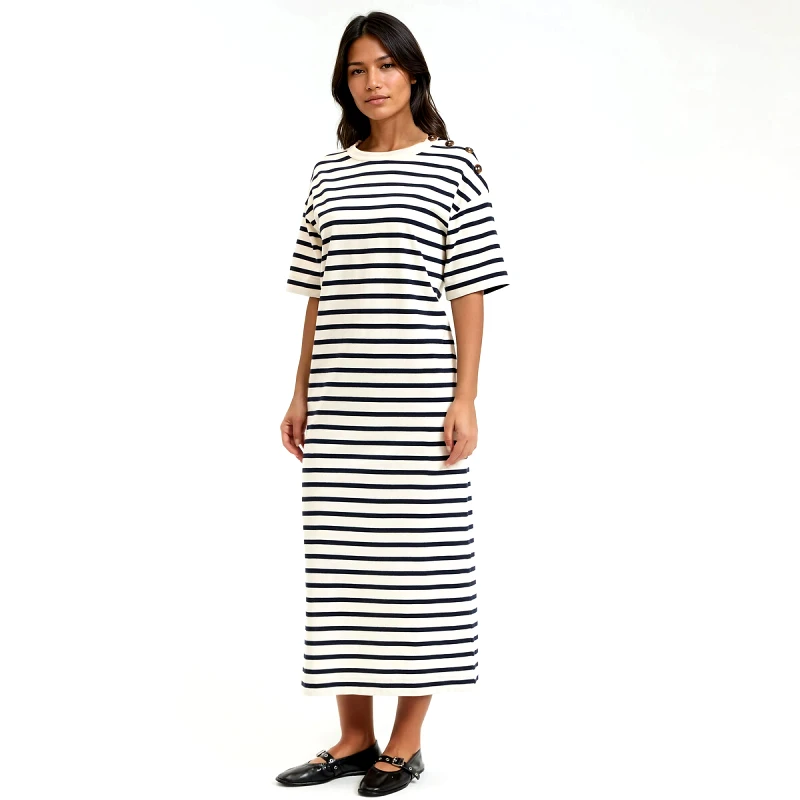 La Redoute Collections Κοντομάνικο ριγέ φόρεμα σε ίσια γραμμή