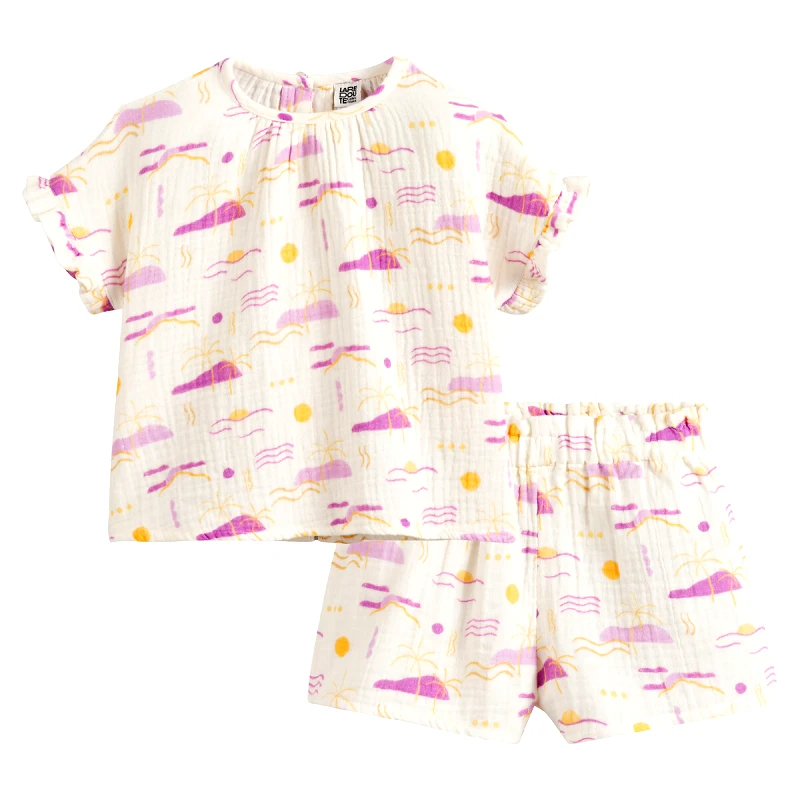 La Redoute Collections Σύνολο T-shirt και σορτς από βαμβακερή γάζα