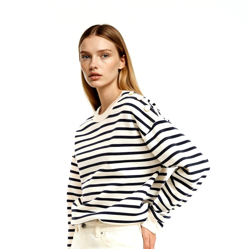 La Redoute Collections Φούτερ με ρίγες και στρογγυλή λαιμόκοψη