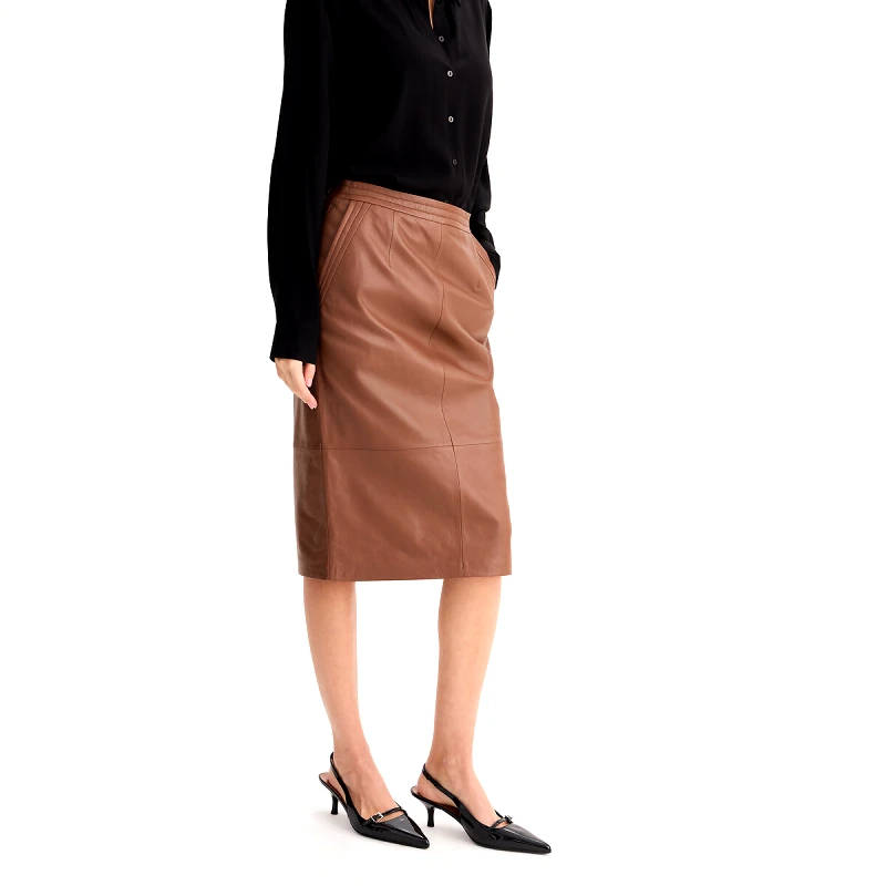 ANNE WEYBURN Ίσια μίντι φούστα από δέρμα μουτόν