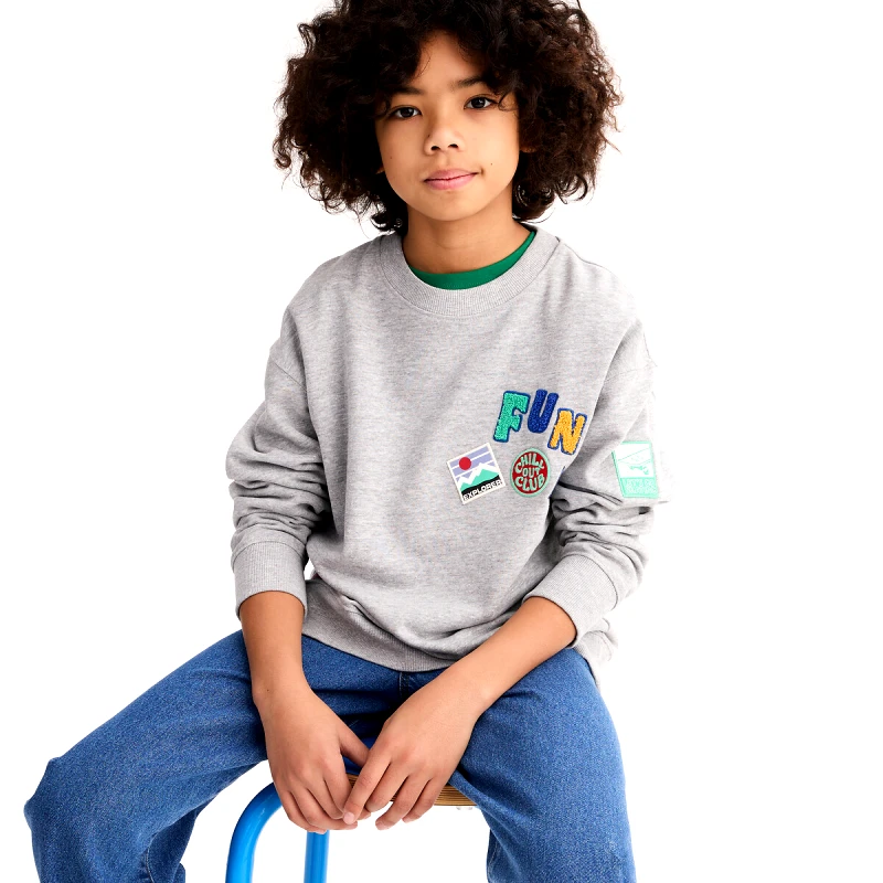 La Redoute Collections Φούτερ oversize με στρογγυλή λαιμόκοψη και διακοσμητικά badges