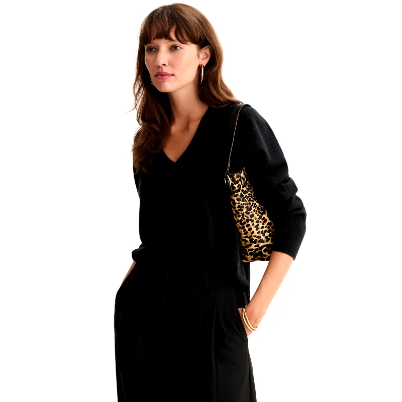 ANNE WEYBURN Πουλόβερ από κασμίρι με V-λαίμο και λεπτή πλέξη