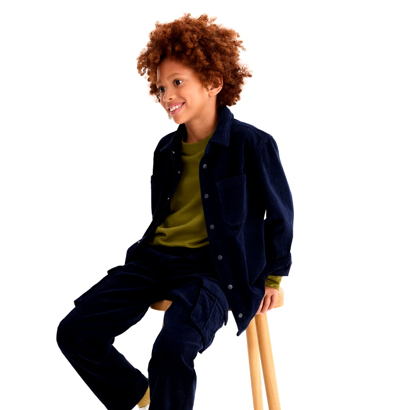 La Redoute Collections Πουκάμισο-ζακέτα κοτλέ με μακριά μανίκια