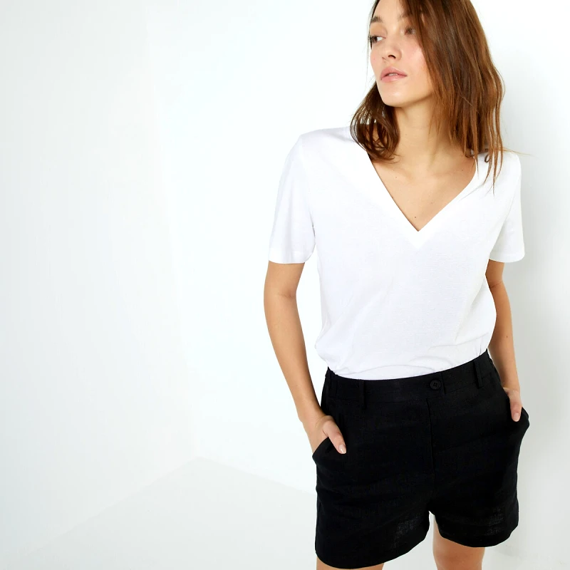 La Redoute Collections Κοντομάνικη μπλούζα με V