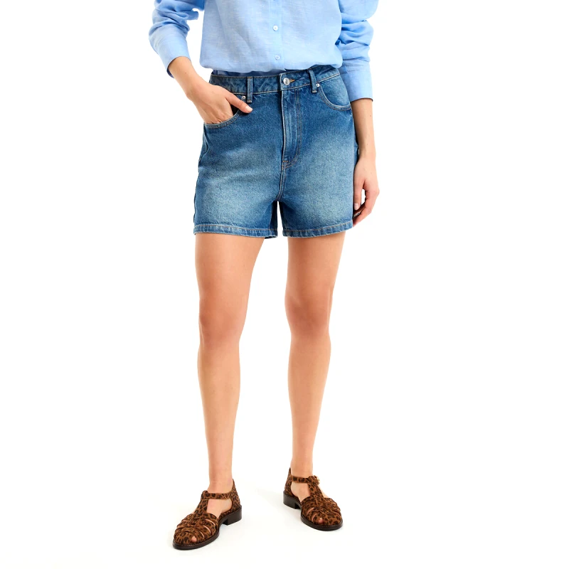 La Redoute Collections Ψηλόμεσο σορτς από ντένιμ