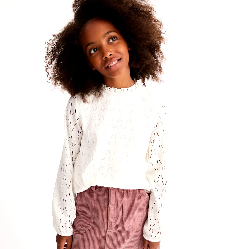 La Redoute Collections Διάτρητο μπλουζάκι με μακριά μανίκια