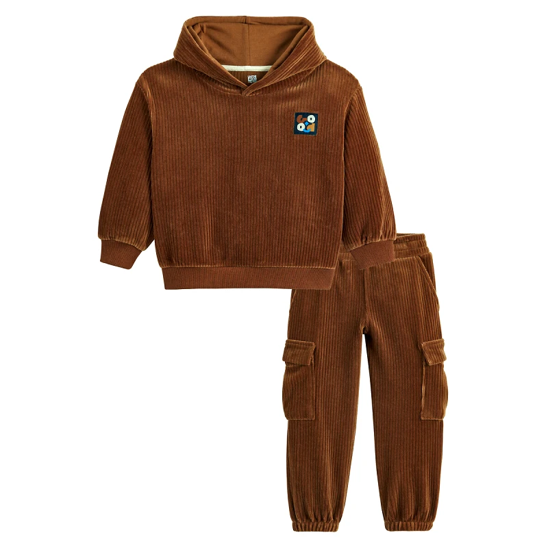 La Redoute Collections Σετ 2 τεμαχίων με φούτερ και παντελόνι φόρμας από βελούδο