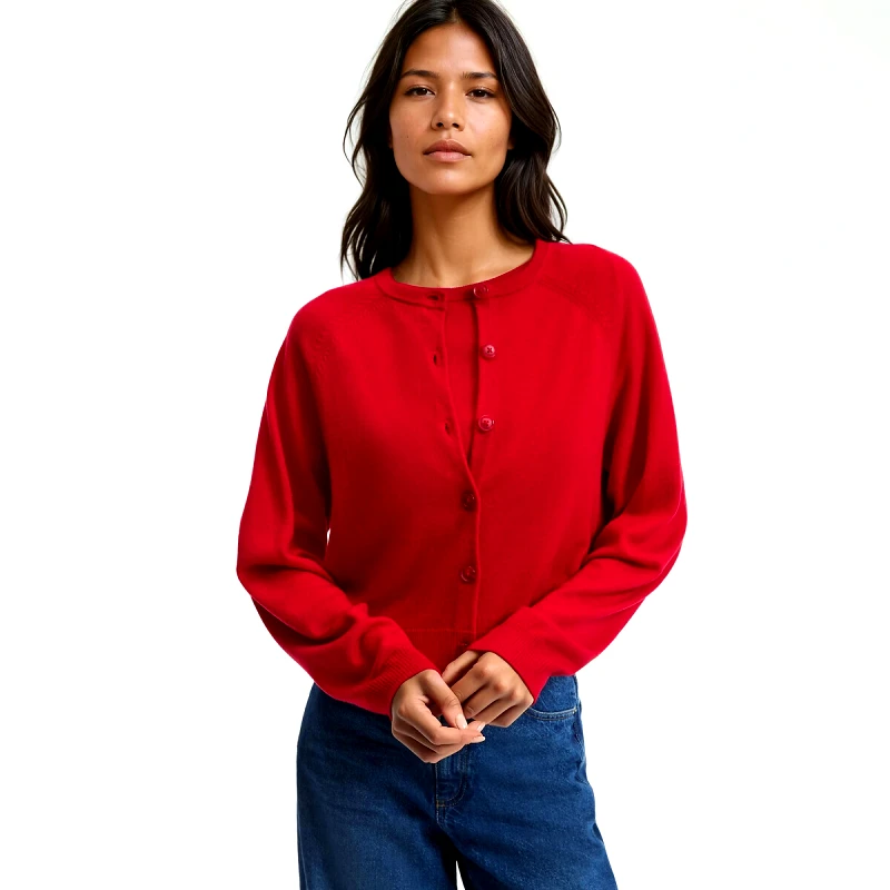 La Redoute Collections Ζακέτα με στρογγυλό λαιμό σε λεπτή πλέξη