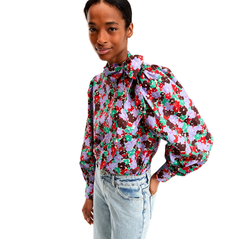 La Redoute Collections Μπλούζα με λουλουδάτο σχέδιο και μακριά μανίκια