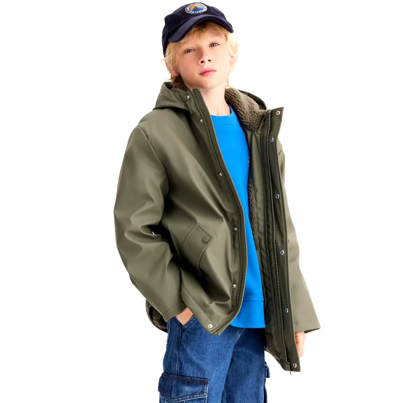La Redoute Collections Αδιάβροχο μπουφάν με επένδυση sherpa και κουκούλα