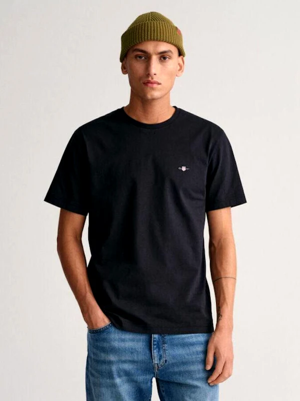 Gant Gant Ανδρικό Reg Shield Κοντομάνικο T-Shirt 2003184 Μαύρο