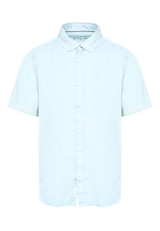 Funky Buddha Funky Buddha Ανδρικό Garment Dyed Κοντομάνικο Λινό Πουκάμισο FBM011-002-05 Μπλέ