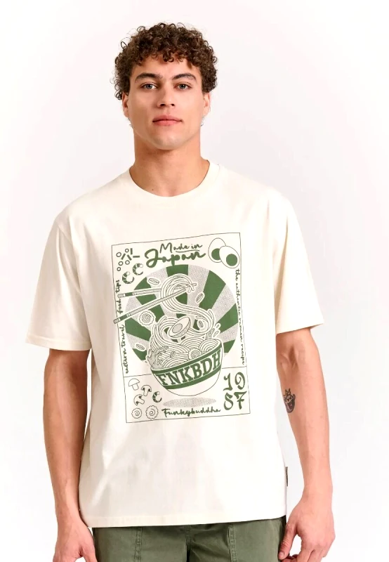 Funky Buddha Funky Buddha Relaxed Fit T-Shirt FBM011-332-04 Σπασμένο Λευκό